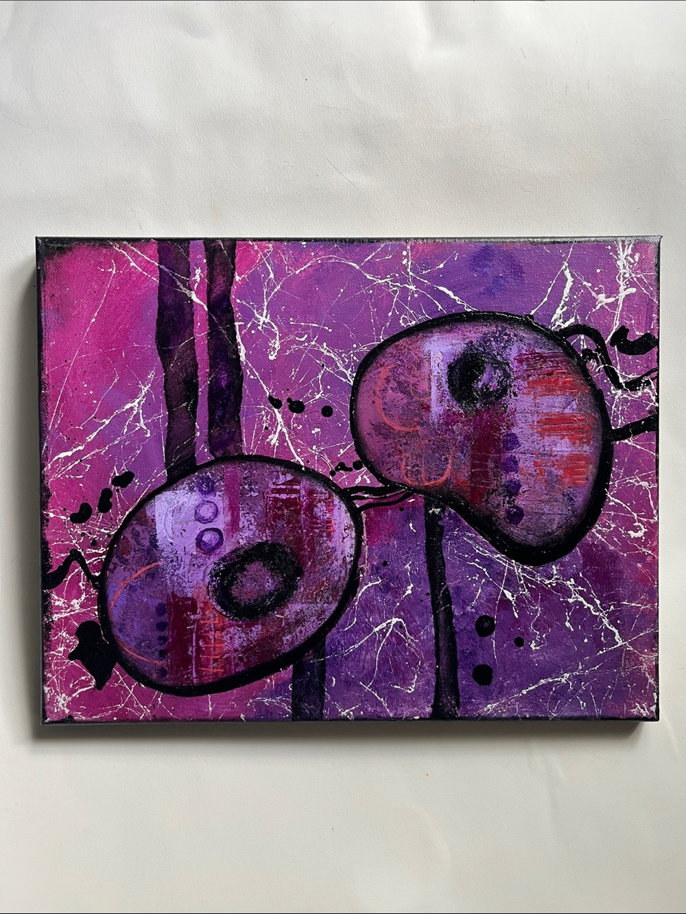 Unique Abstract Purple Painting | Canvas Wall Art 11x14 Handmade